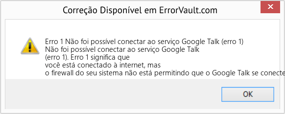 Download Error <?php echo $number; ?> (Não foi possível conectar ao serviço Google Talk (erro 1)) Repair Tool Fix Não foi possível conectar ao serviço Google Talk (erro 1) (Error Erro 1)