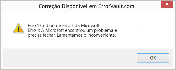 Fix Código de erro 1 da Microsoft (Error Erro 1)