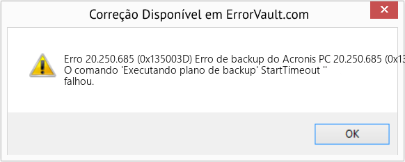 Fix Erro de backup do Acronis PC 20.250.685 (0x135003D) (Error Erro 20.250.685 (0x135003D))