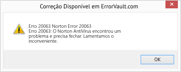 Fix Norton Error 20063 (Error Erro 20063)