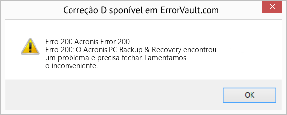 Fix Acronis Error 200 (Error Erro 200)