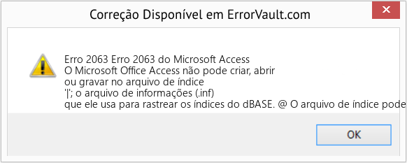 Fix Erro 2063 do Microsoft Access (Error Erro 2063)