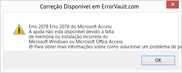 Fix Erro 2078 do Microsoft Access (Error Erro 2078)