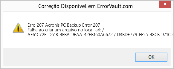 Fix Acronis PC Backup Error 207 (Error Erro 207)