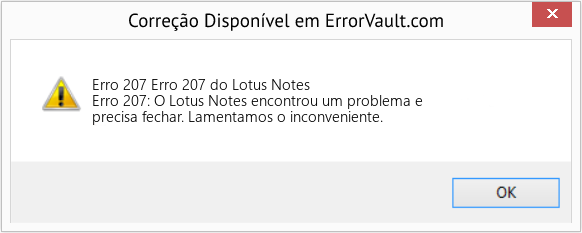 Fix Erro 207 do Lotus Notes (Error Erro 207)
