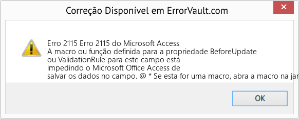 Fix Erro 2115 do Microsoft Access (Error Erro 2115)
