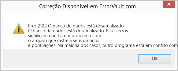 Fix O banco de dados está desatualizado (Error Erro 2122)