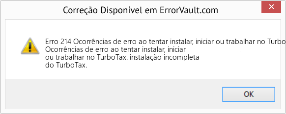 Fix Ocorrências de erro ao tentar instalar, iniciar ou trabalhar no TurboTax (Error Erro 214)