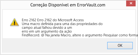 Fix Erro 2162 do Microsoft Access (Error Erro 2162)