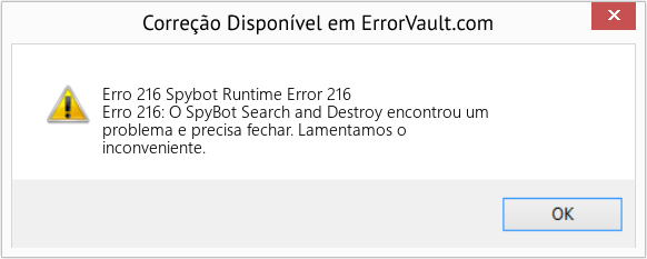 Fix Spybot Runtime Error 216 (Error Erro 216)