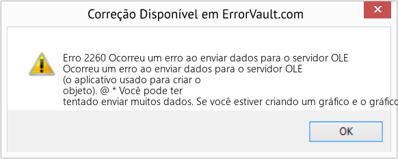 Download Error <?php echo $number; ?> (Ocorreu um erro ao enviar dados para o servidor OLE) Repair Tool Fix Ocorreu um erro ao enviar dados para o servidor OLE (Error Erro 2260)