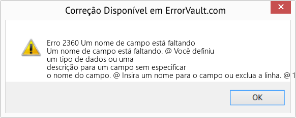Download Error <?php echo $number; ?> (Um nome de campo está faltando) Repair Tool Fix Um nome de campo está faltando (Error Erro 2360)
