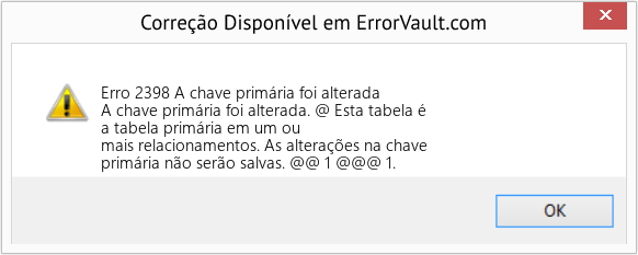 Fix A chave primária foi alterada (Error Erro 2398)