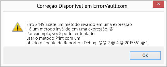 Download Error <?php echo $number; ?> (Existe um método inválido em uma expressão) Repair Tool Fix Existe um método inválido em uma expressão (Error Erro 2449)
