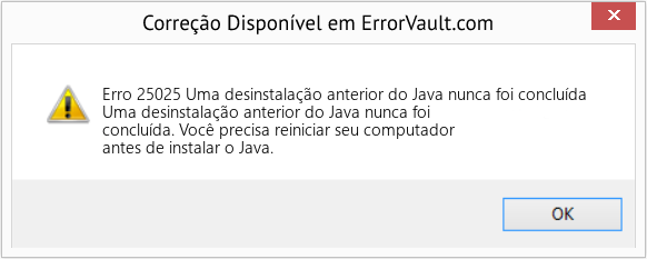 Fix Uma desinstalação anterior do Java nunca foi concluída (Error Erro 25025)