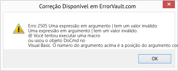 Download Error <?php echo $number; ?> (Uma expressão em argumento | tem um valor inválido) Repair Tool Fix Uma expressão em argumento | tem um valor inválido (Error Erro 2505)