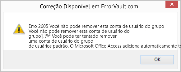 Fix Você não pode remover esta conta de usuário do grupo '| (Error Erro 2605)