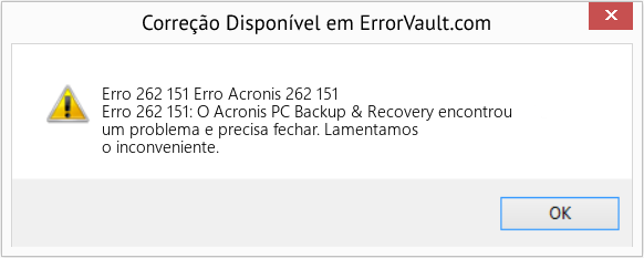 Fix Erro Acronis 262 151 (Error Erro 262 151)