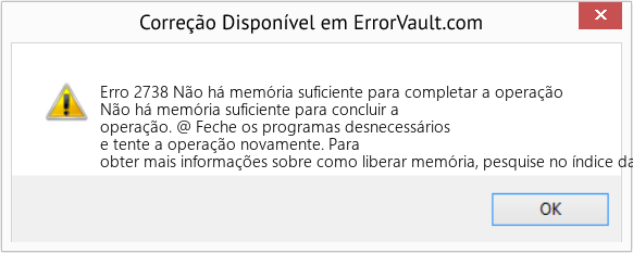 Download Error <?php echo $number; ?> (Não há memória suficiente para completar a operação) Repair Tool Fix Não há memória suficiente para completar a operação (Error Erro 2738)