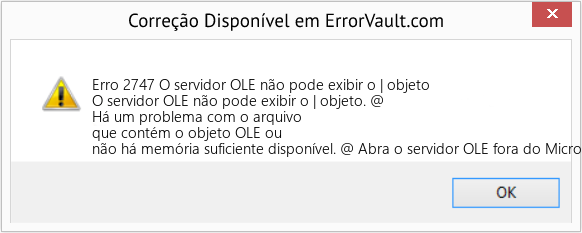 Fix O servidor OLE não pode exibir o | objeto (Error Erro 2747)