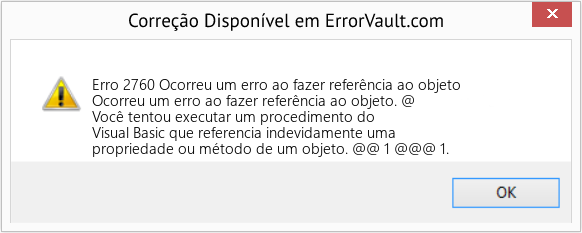 Download Error <?php echo $number; ?> (Ocorreu um erro ao fazer referência ao objeto) Repair Tool Fix Ocorreu um erro ao fazer referência ao objeto (Error Erro 2760)