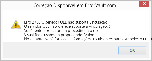 Fix O servidor OLE não suporta vinculação (Error Erro 2786)