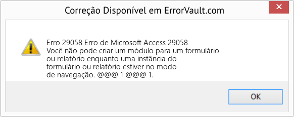 Fix Erro de Microsoft Access 29058 (Error Erro 29058)