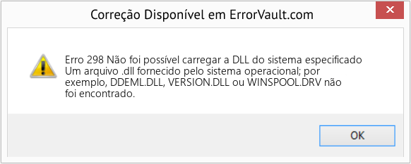 Fix Não foi possível carregar a DLL do sistema especificado (Error Erro 298)