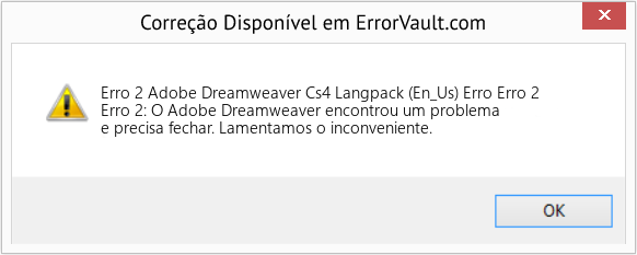 Fix Adobe Dreamweaver Cs4 Langpack (En_Us) Erro Erro 2 (Error Erro 2)