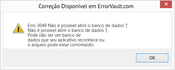 Download Error <?php echo $number; ?> (Não é possível abrir o banco de dados '|') Repair Tool Fix Não é possível abrir o banco de dados '|' (Error Erro 3049)