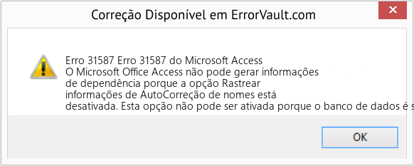 Download Error <?php echo $number; ?> (Erro 31587 do Microsoft Access) Repair Tool Fix Erro 31587 do Microsoft Access (Error Erro 31587)