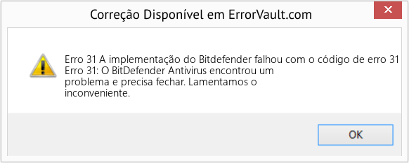 Download Error <?php echo $number; ?> (A implementação do Bitdefender falhou com o código de erro 31) Repair Tool Fix A implementação do Bitdefender falhou com o código de erro 31 (Error Erro 31)
