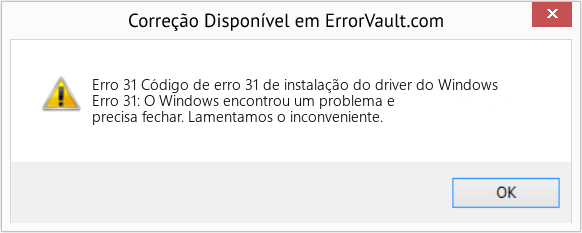 Download Error <?php echo $number; ?> (Código de erro 31 de instalação do driver do Windows) Repair Tool Fix Código de erro 31 de instalação do driver do Windows (Error Erro 31)