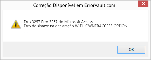 Fix Erro 3257 do Microsoft Access (Error Erro 3257)