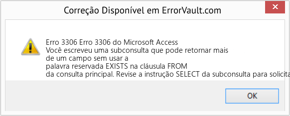 Fix Erro 3306 do Microsoft Access (Error Erro 3306)