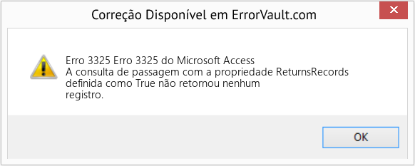 Fix Erro 3325 do Microsoft Access (Error Erro 3325)