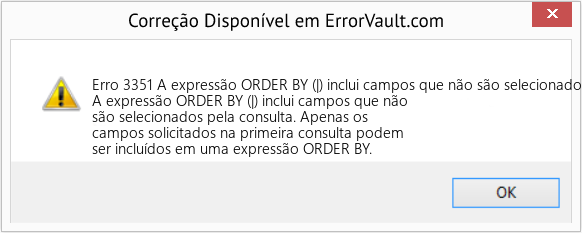 Fix A expressão ORDER BY (|) inclui campos que não são selecionados pela consulta (Error Erro 3351)