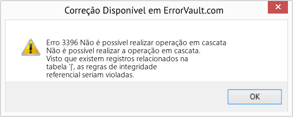 Download Error <?php echo $number; ?> (Não é possível realizar operação em cascata) Repair Tool Fix Não é possível realizar operação em cascata (Error Erro 3396)