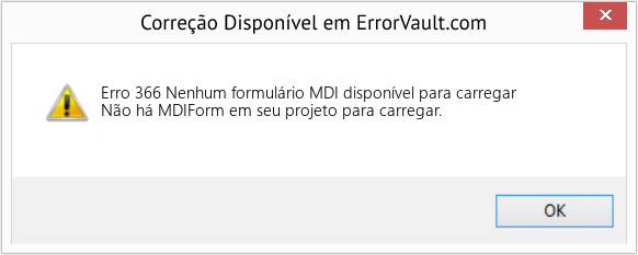 Fix Nenhum formulário MDI disponível para carregar (Error Erro 366)