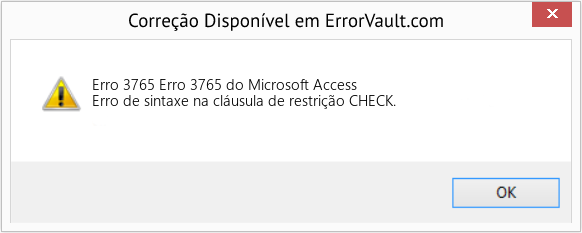 Fix Erro 3765 do Microsoft Access (Error Erro 3765)