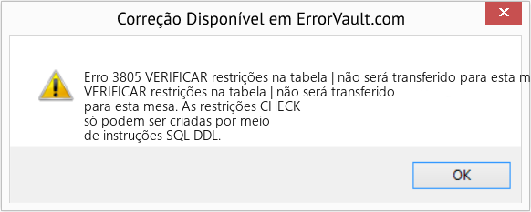 Fix VERIFICAR restrições na tabela | não será transferido para esta mesa (Error Erro 3805)