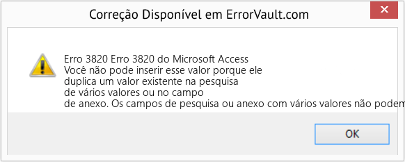 Fix Erro 3820 do Microsoft Access (Error Erro 3820)