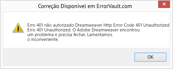 Fix Dreamweaver Http Error Code 401 Unauthorized (Error Erro 401 não autorizado)