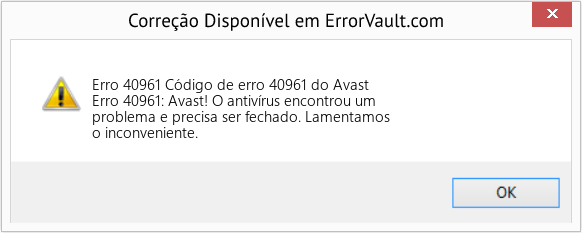Fix Código de erro 40961 do Avast (Error Erro 40961)