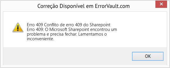 Fix Conflito de erro 409 do Sharepoint (Error Erro 409)