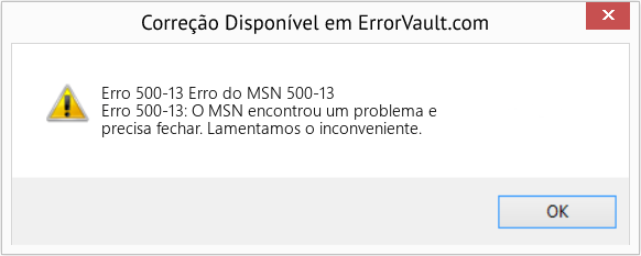 Fix Erro do MSN 500-13 (Error Erro 500-13)