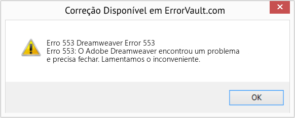 Fix Dreamweaver Error 553 (Error Erro 553)