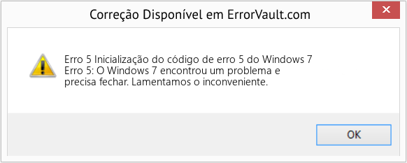 Download Error <?php echo $number; ?> (Inicialização do código de erro 5 do Windows 7) Repair Tool Fix Inicialização do código de erro 5 do Windows 7 (Error Erro 5)