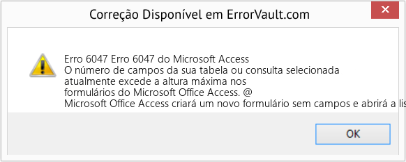 Download Error <?php echo $number; ?> (Erro 6047 do Microsoft Access) Repair Tool Fix Erro 6047 do Microsoft Access (Error Erro 6047)