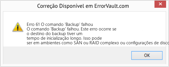 Fix O comando 'Backup' falhou (Error Erro 61)